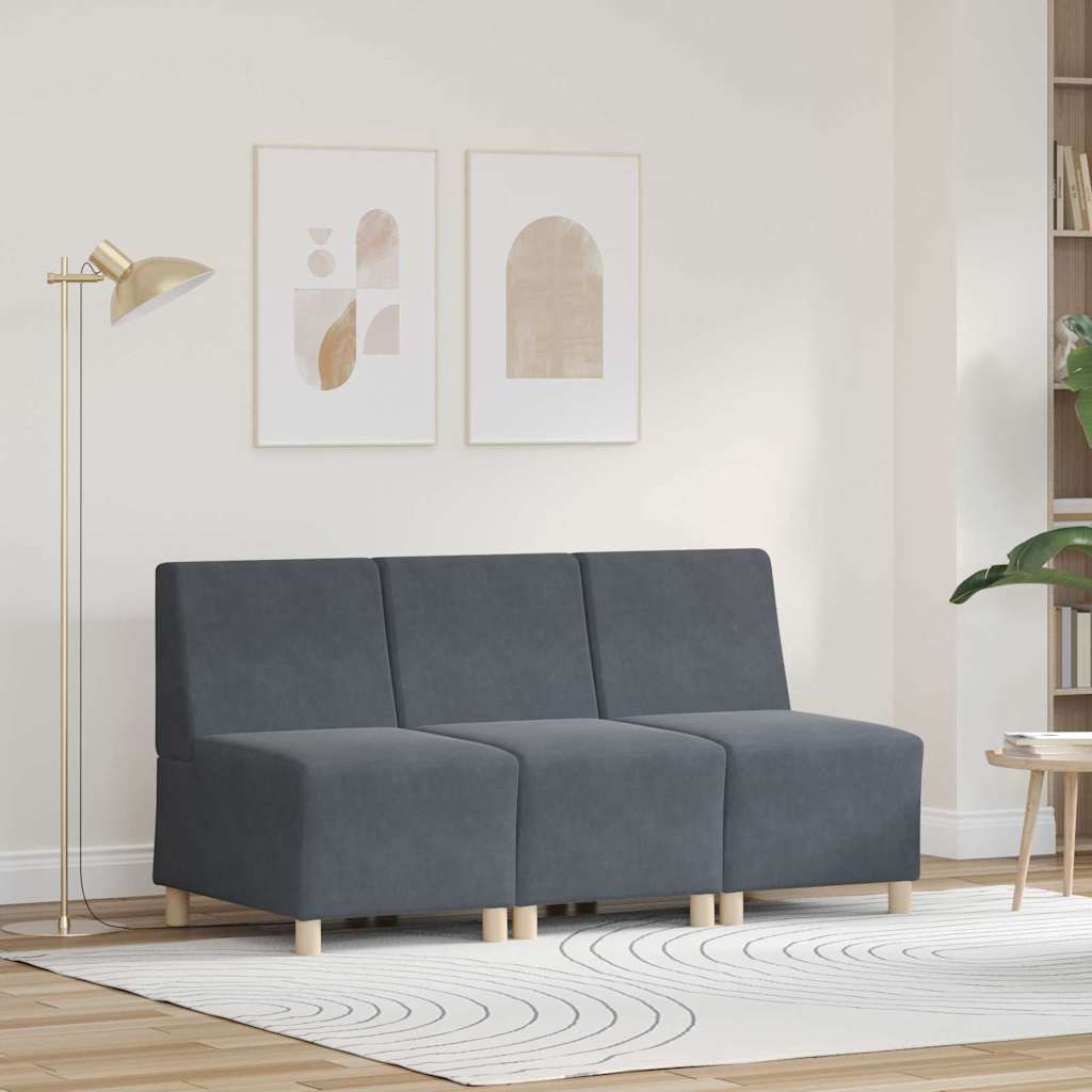 Modular Sofa Unit Armless 3 pcs Dark Grey 55 x 74 x 82 cm